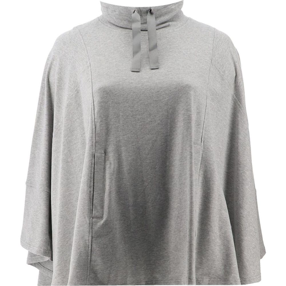 zuda Funnel Neck Knit Poncho Heather Grey A389257D